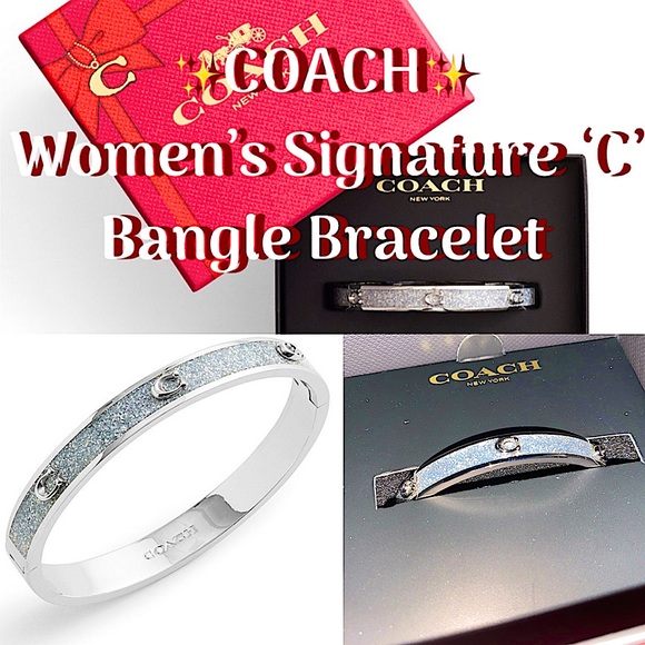 ✨COACH - Women Signature ‘C’  Bangle Bracelet Crystal✨NWT✨ Holiday 2024 - Picture 1 of 16